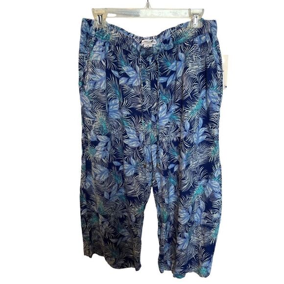 Carribbean Joe Women's Capris Blue TurquoiseLleaf Print Size Medium - Picture 3 of 9